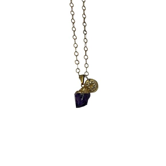 No Label 925 Faux Amethyst Gold Chain Necklace - Picture 2 of 4